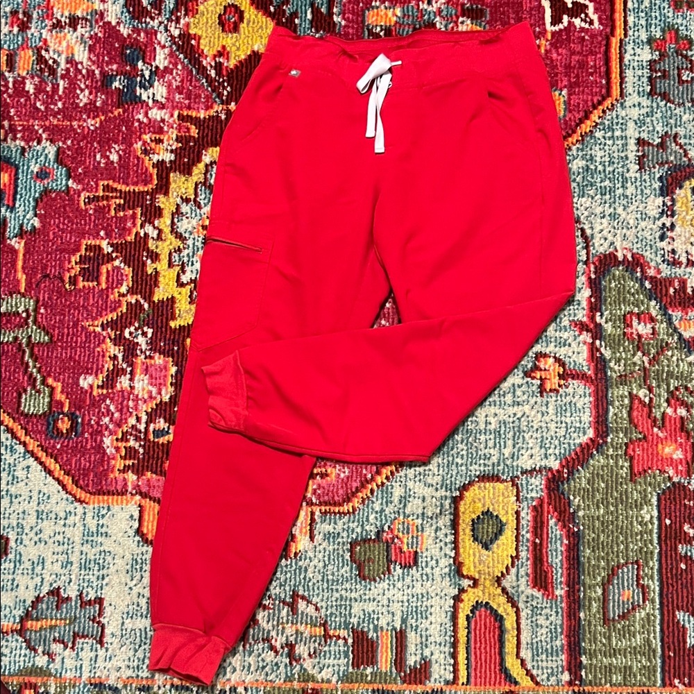 Figs Red women’s jogger scrub pants
